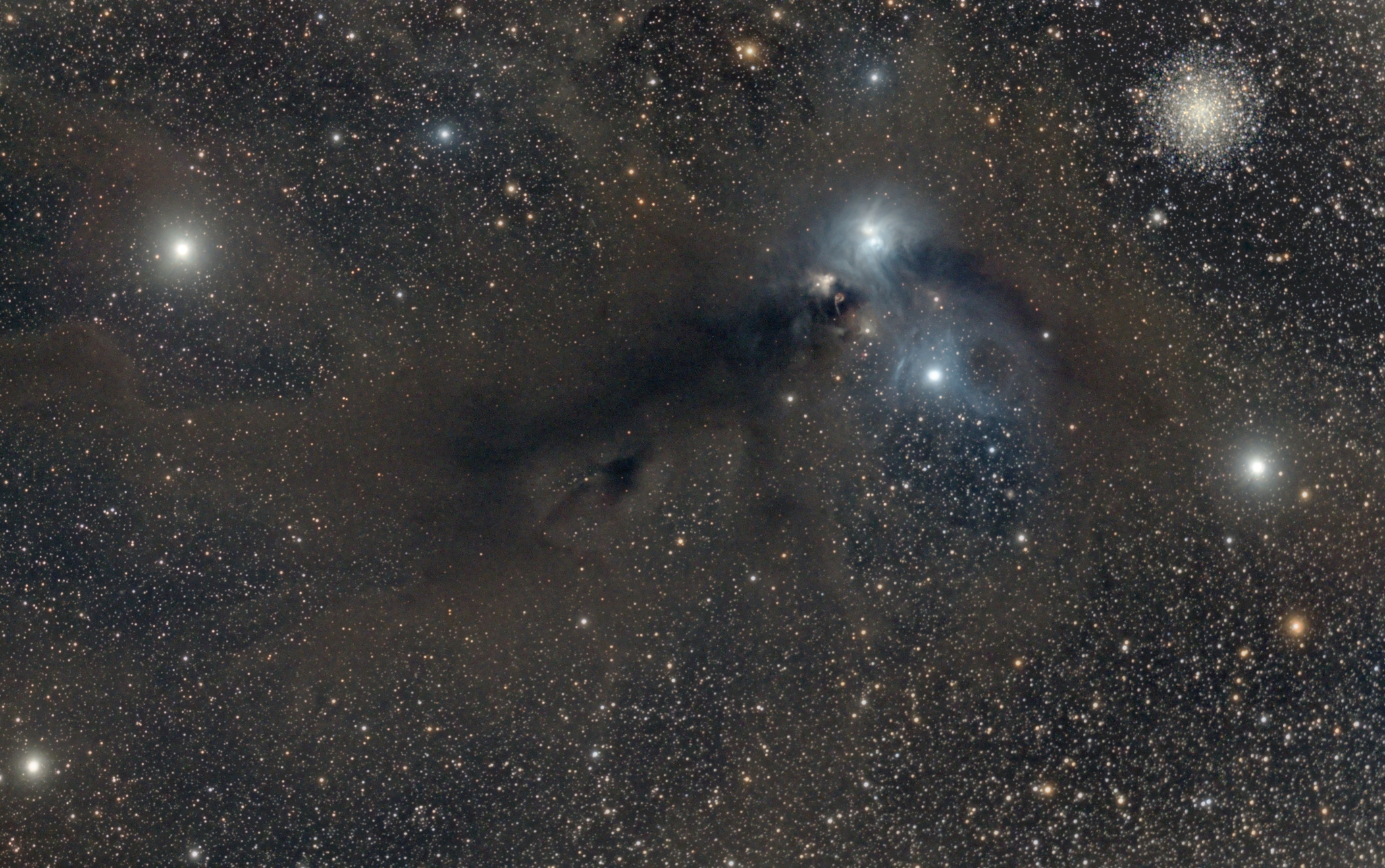Globular Cluster NGC6723,   Reflection Nebulae NGC6726-7, IC4812